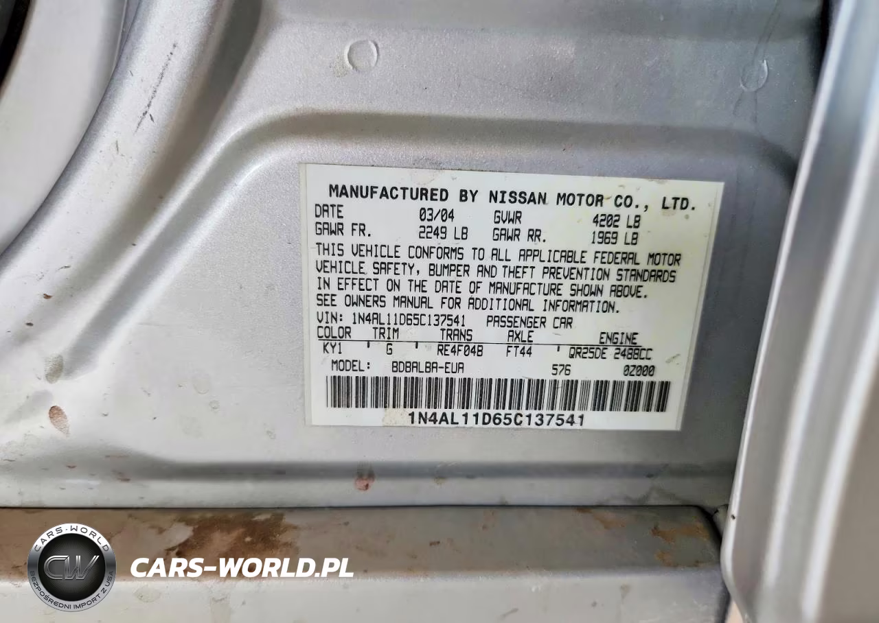 2005 Nissan Altima 2.5 VIN:1N4AL11D65C137541 - 13
