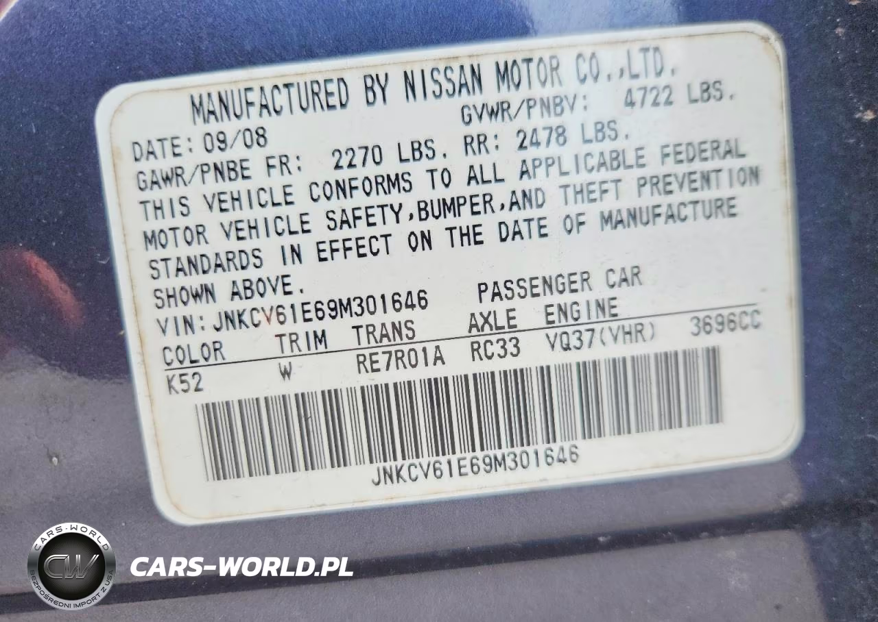 2009 Infiniti G37 Sedan Base VIN:JNKCV61E69M301646 - 12