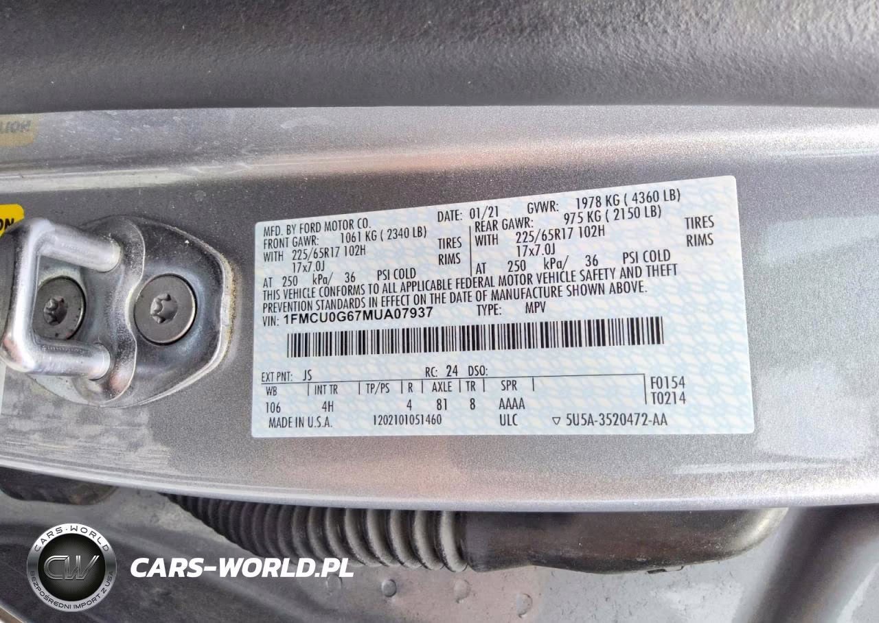 2021 Ford Escape Se VIN:1FMCU0G67MUA07937 - 13