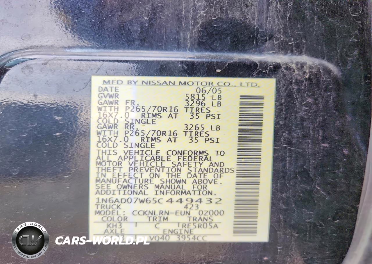 2005 Nissan Frontier Se VIN:1N6AD07W65C449432 - 12