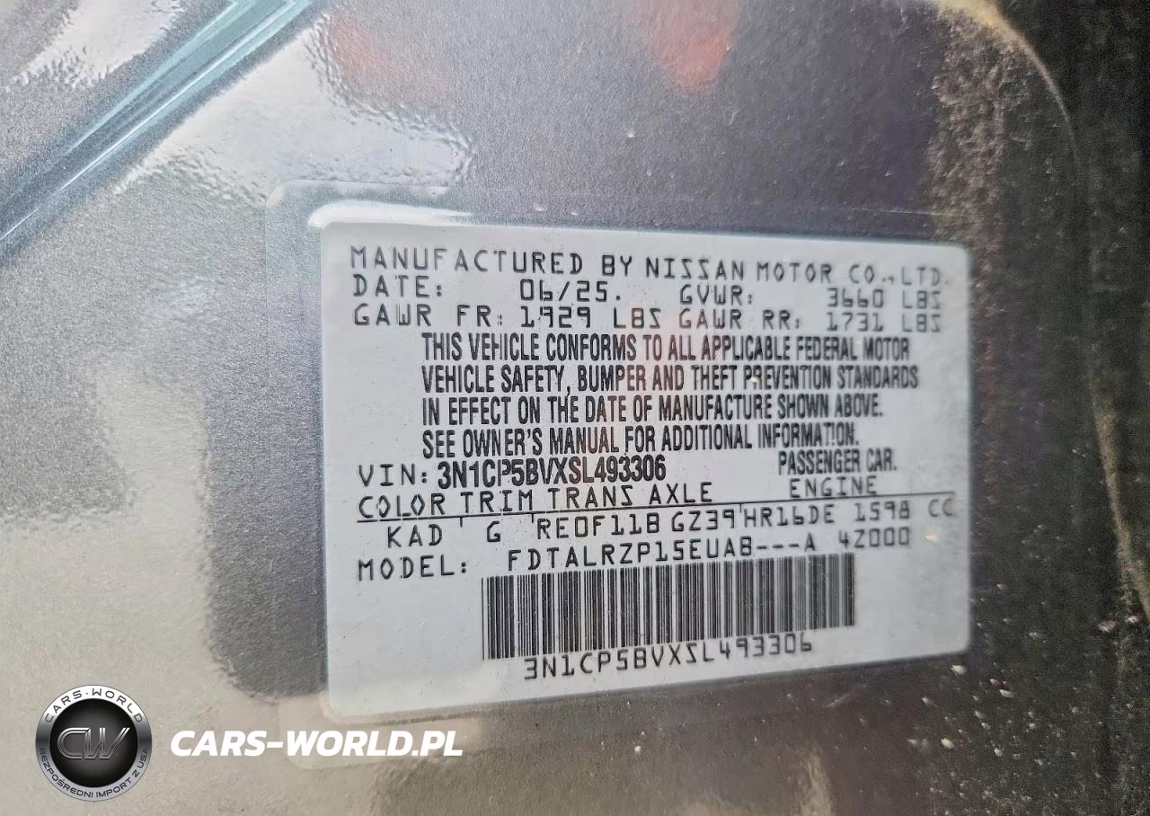 2025 Nissan Kicks Play S VIN:3N1CP5BVXSL493306 - 12