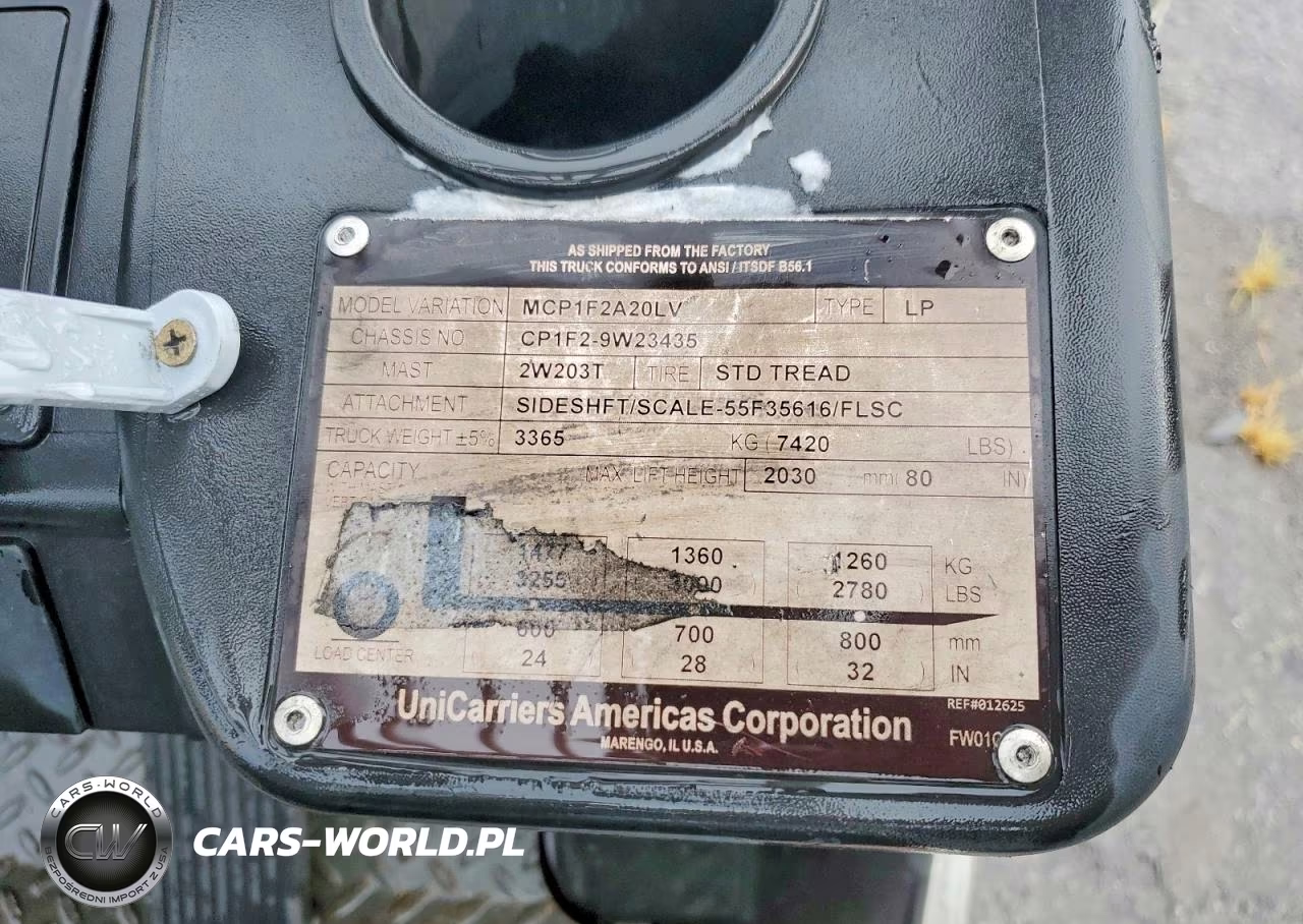 2016 Unicarriers Mcp1F2A20Lv Forklift VIN:CP1F29W23435 - 10