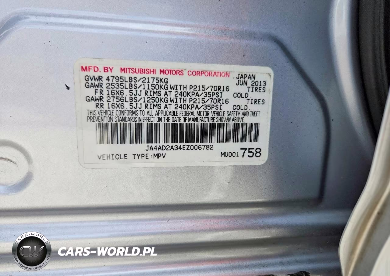 2014 Mitsubishi Outlander Es VIN:JA4AD2A34EZ006782 - 14