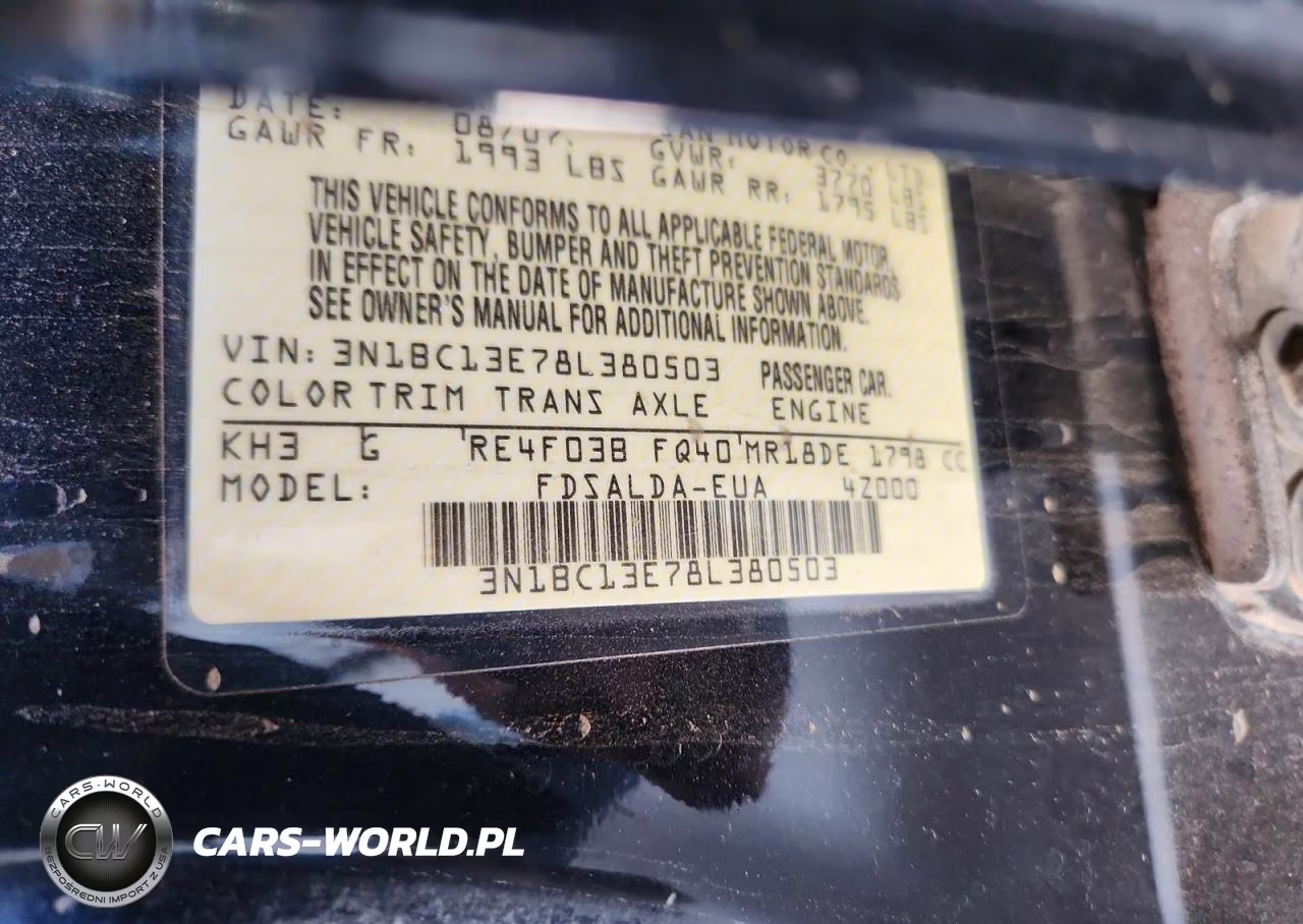 2008 Nissan Versa 1.8 S VIN:3N1BC13E78L380503 - 12