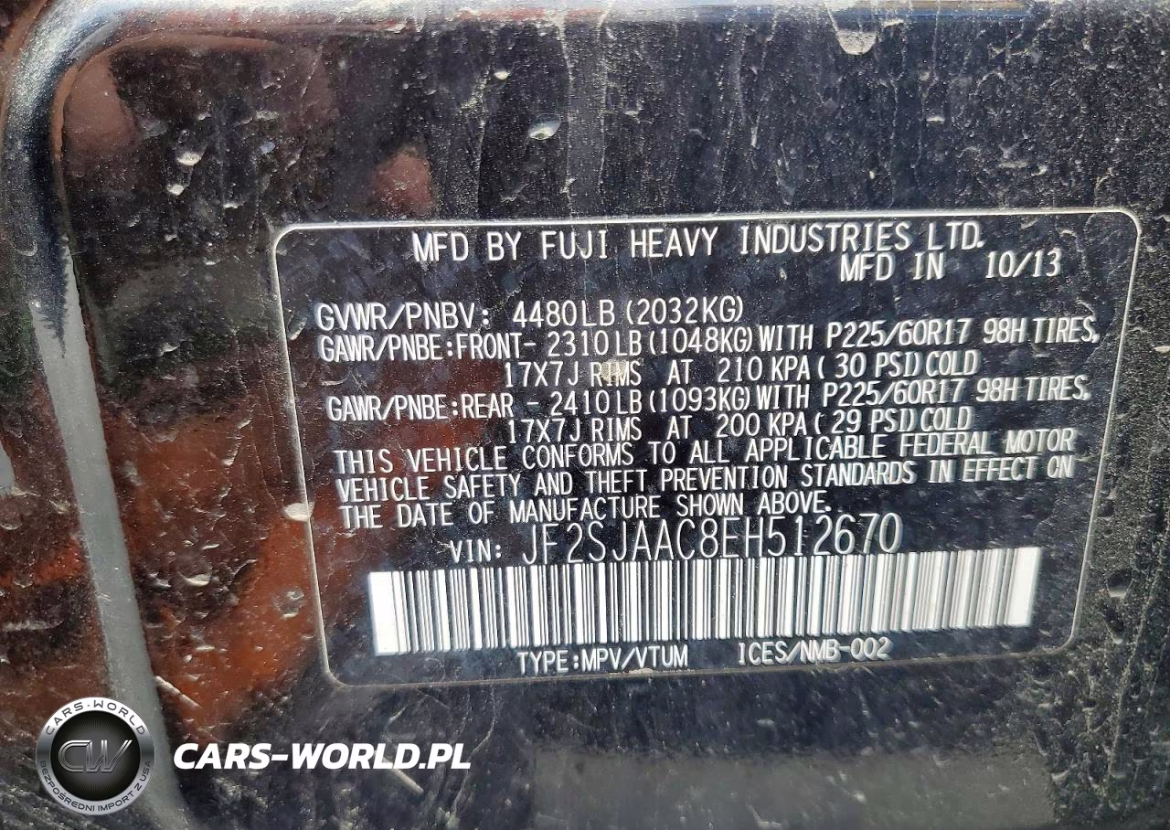 2014 Subaru Forester 2.5I VIN:JF2SJAAC8EH512670 - 13
