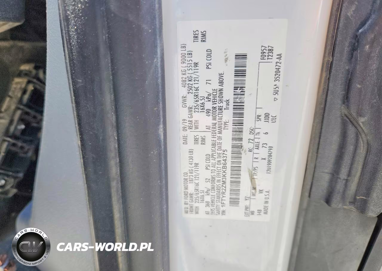 2019 Ford Transit 250 Delivery Van VIN:1FTYR2ZM3KKB64375 - 13