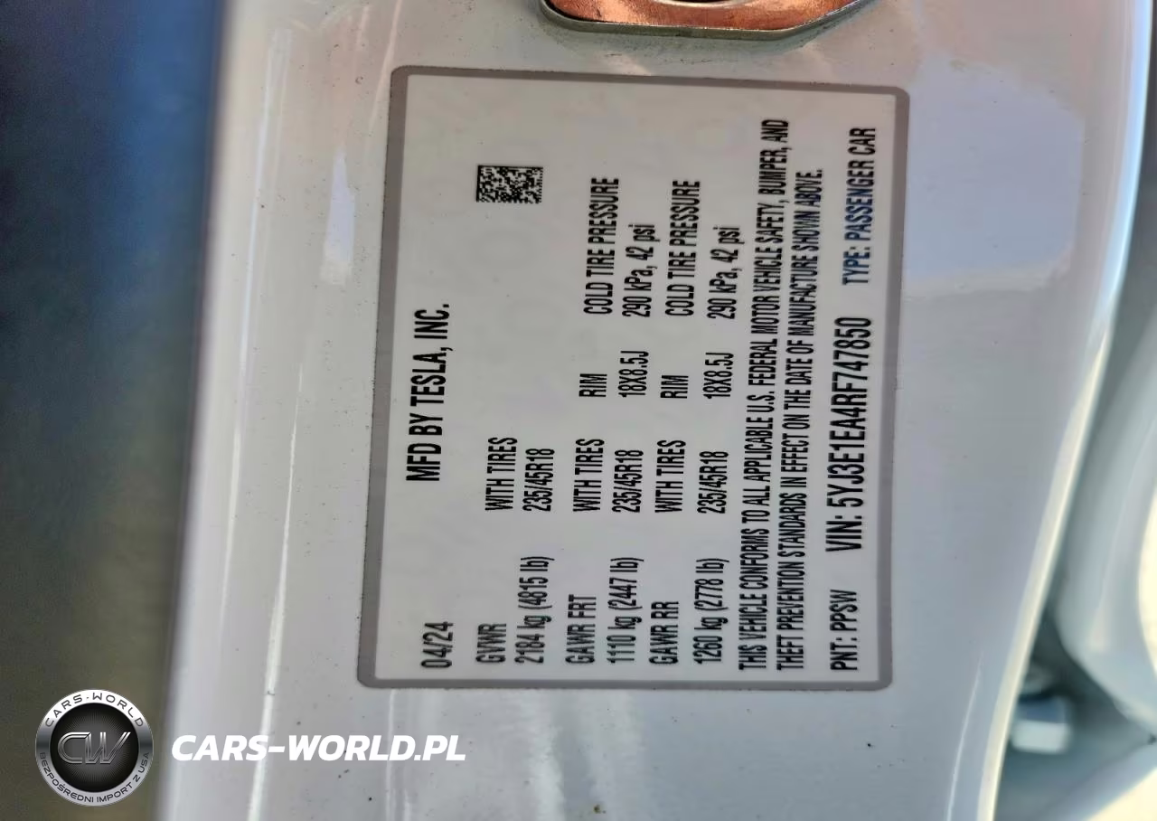 2024 Tesla Model 3 VIN:5YJ3E1EA4RF747850 - 13