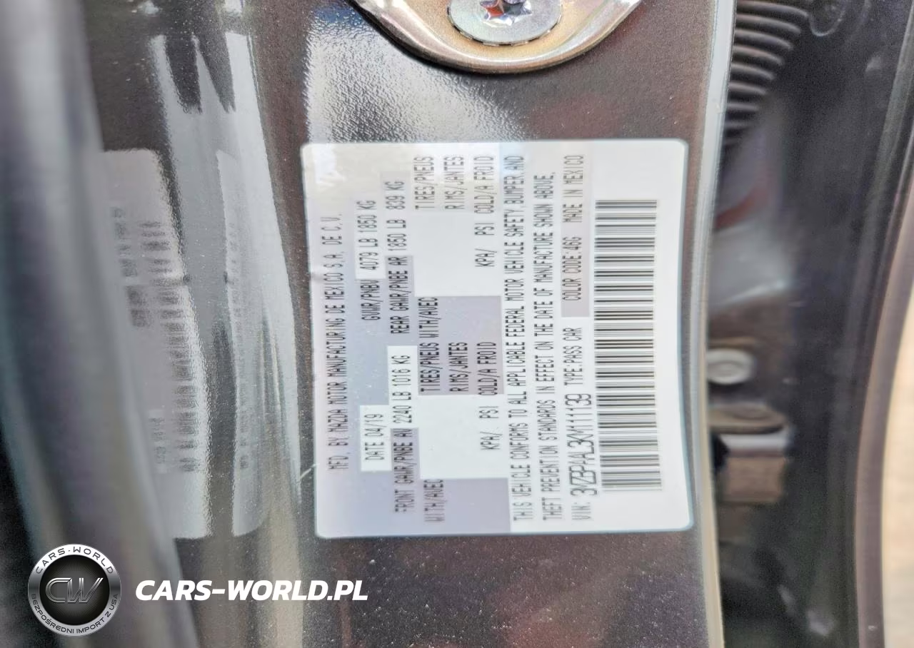 2019 Mazda 3 Select VIN:3MZBPAAL3KM111139 - 12
