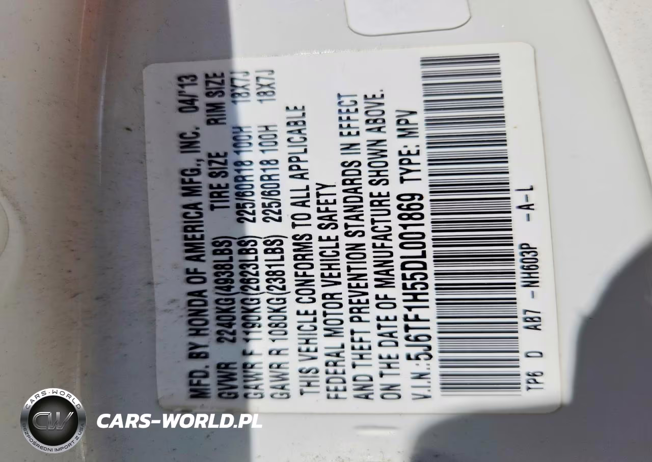 2013 Honda Crosstour Exl VIN:5J6TF1H55DL001869 - 12