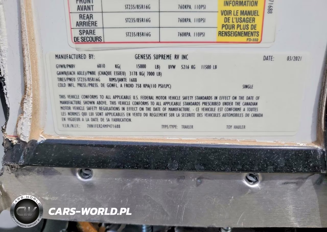 2021 Genesis Supreme Camper VIN:7HN1FER24MP471688 - 8