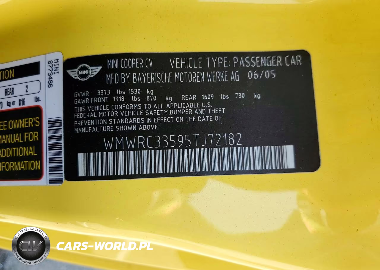 2005 Mini Cooper VIN:WMWRC33595TJ72182 - 12