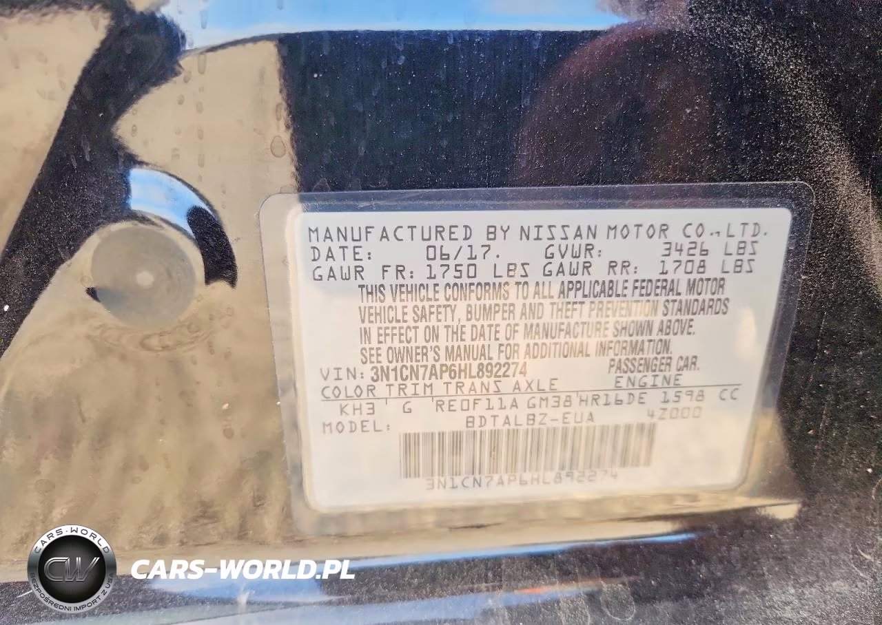 2017 Nissan Versa 1.6 S VIN:3N1CN7AP6HL892274 - 12