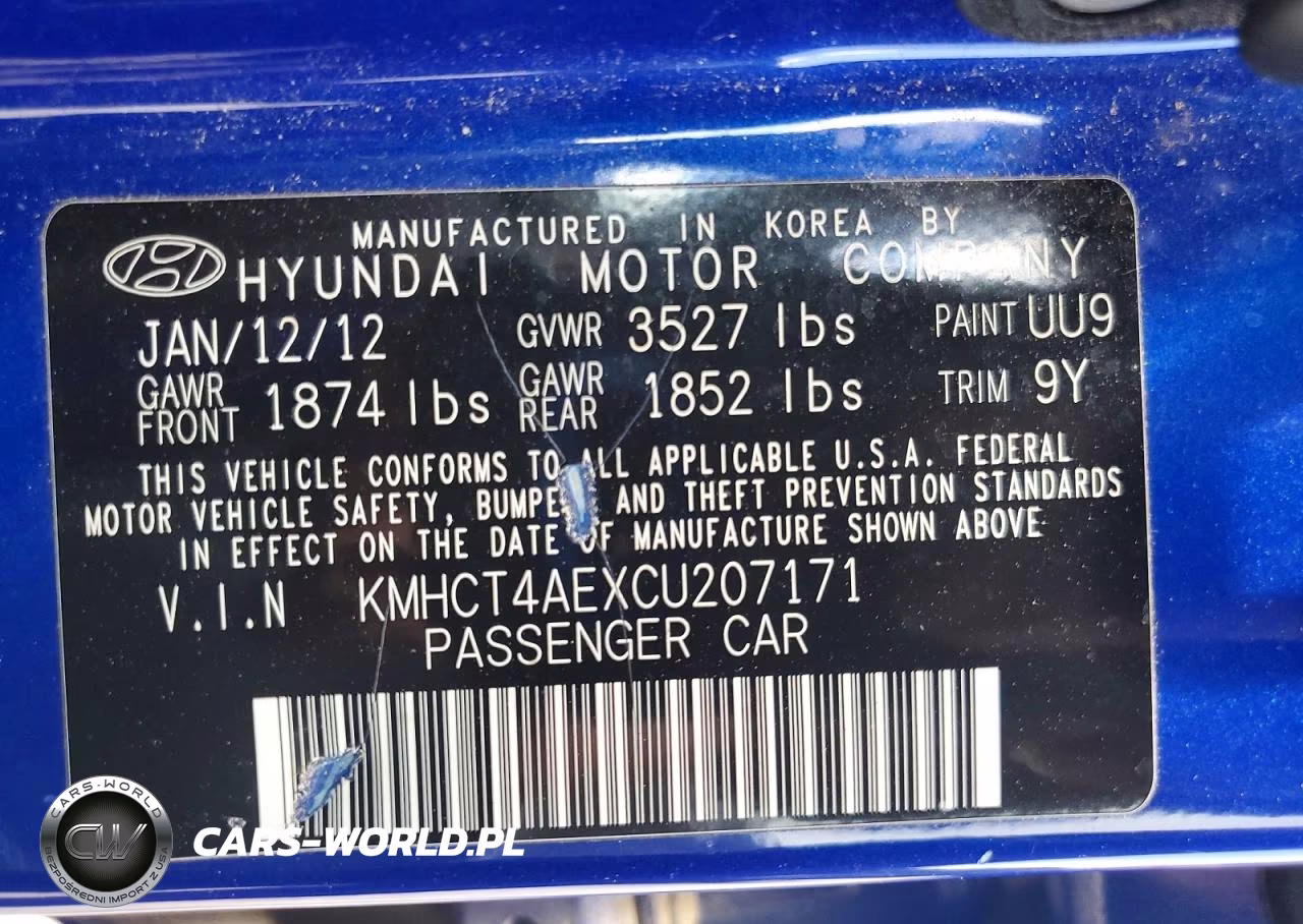 2012 Hyundai Accent Gls VIN:KMHCT4AEXCU207171 - 12