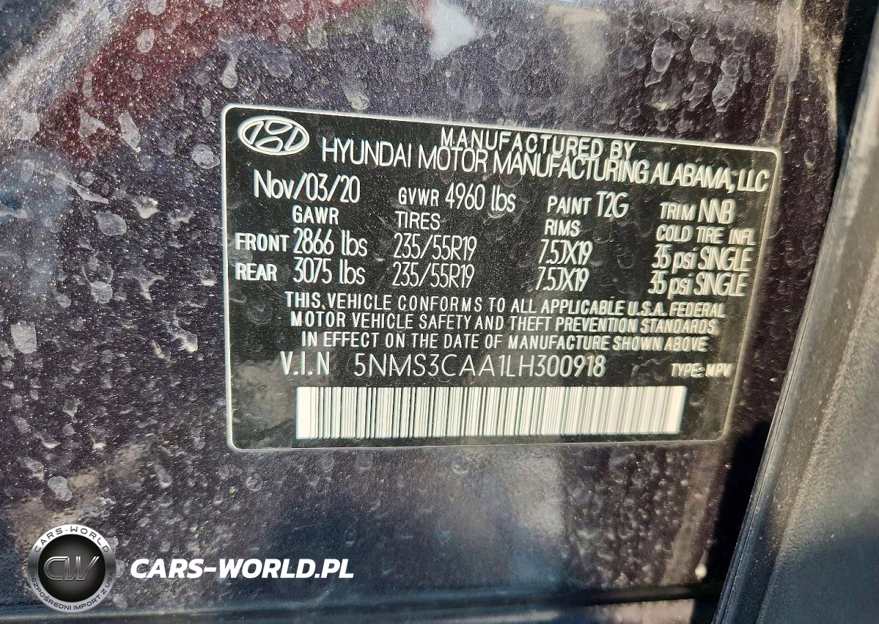 2020 Hyundai Santa Fe Sel 2.0T VIN:5NMS3CAA1LH300918 - 13