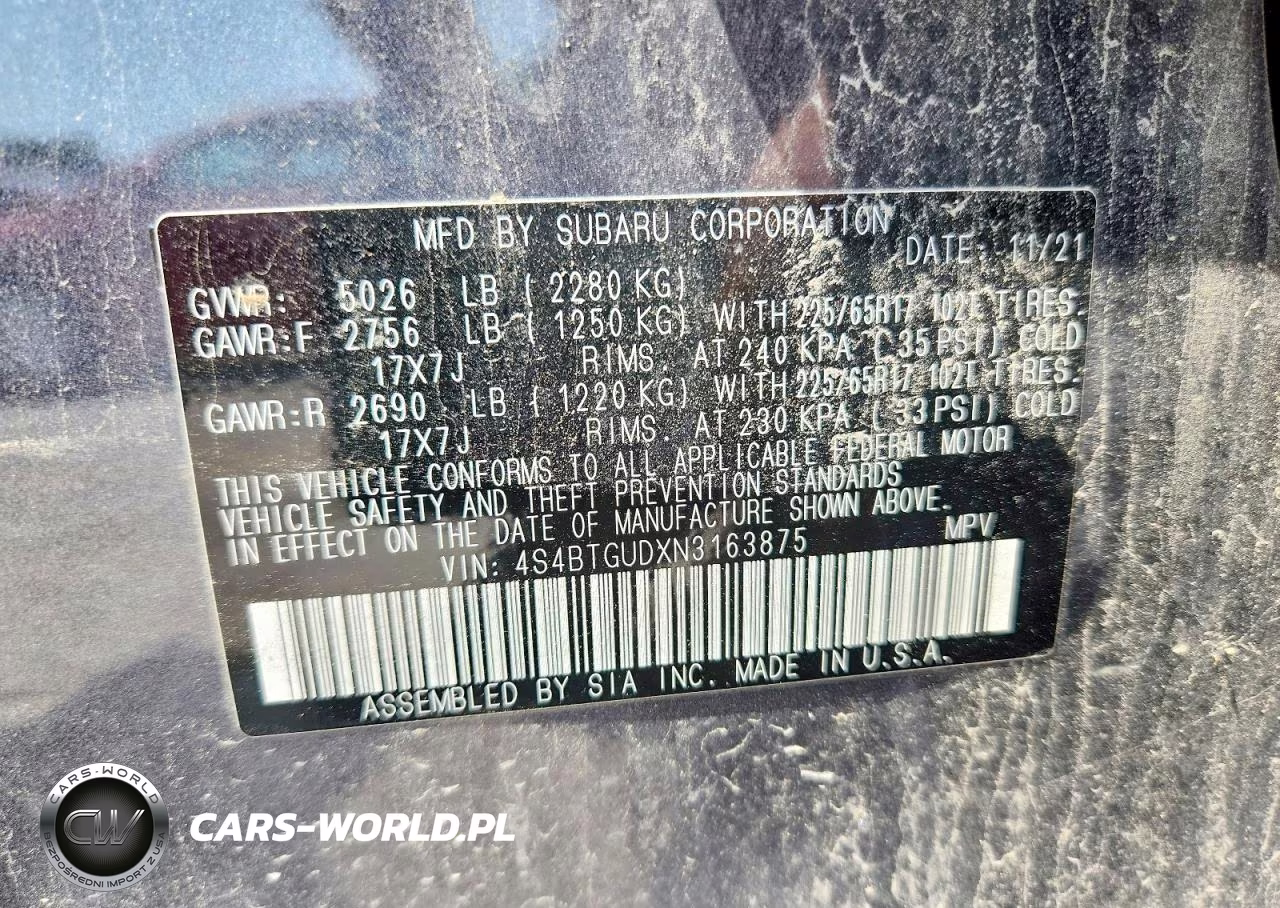 2022 Subaru Outback Wilderness VIN:4S4BTGUDXN3163875 - 13