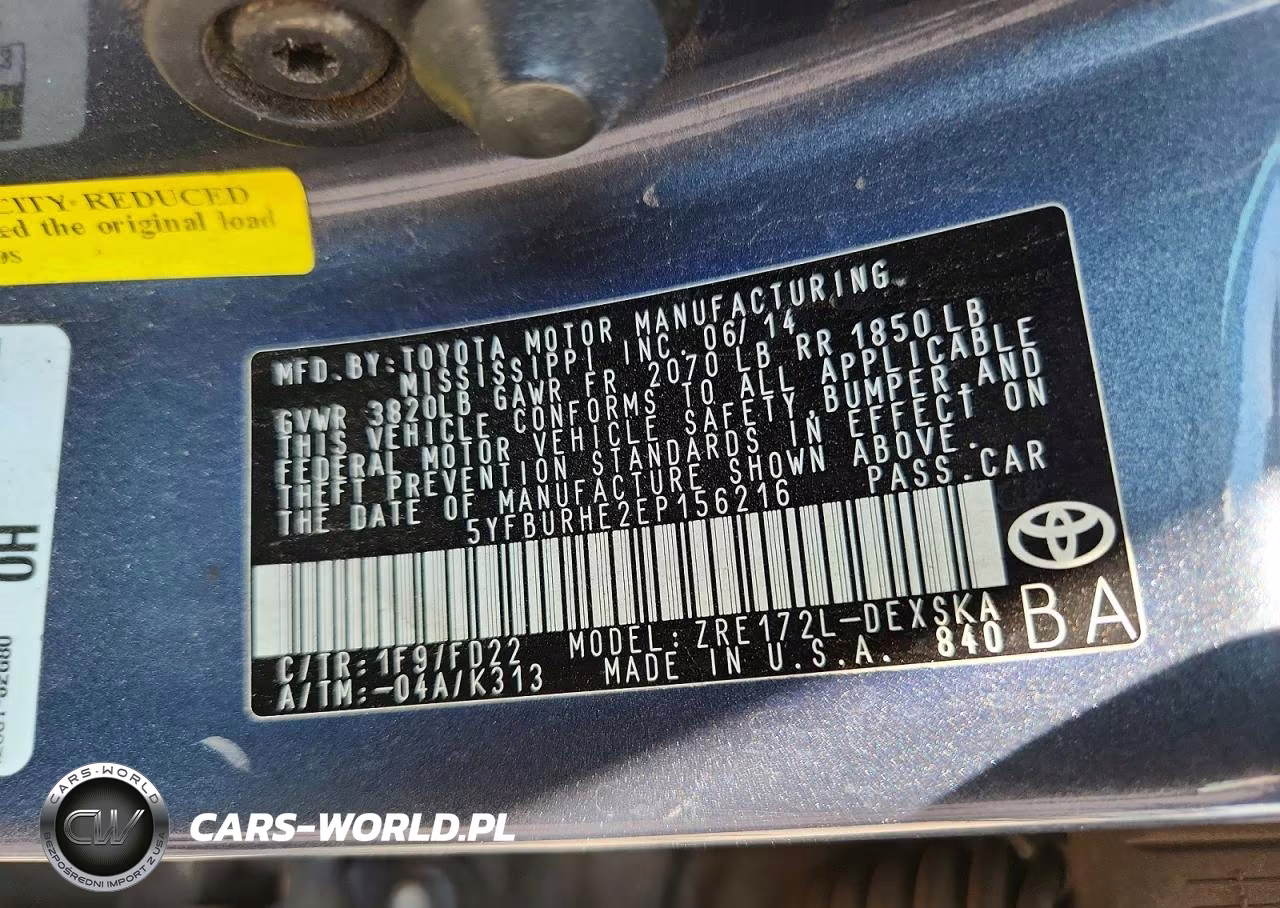 2014 Toyota Corolla S Plus VIN:5YFBURHE2EP156216 - 12