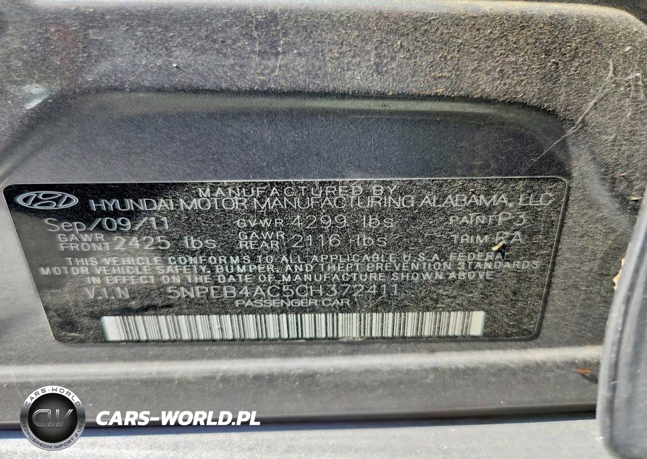 2012 Hyundai Sonata Gls VIN:5NPEB4AC5CH372411 - 12