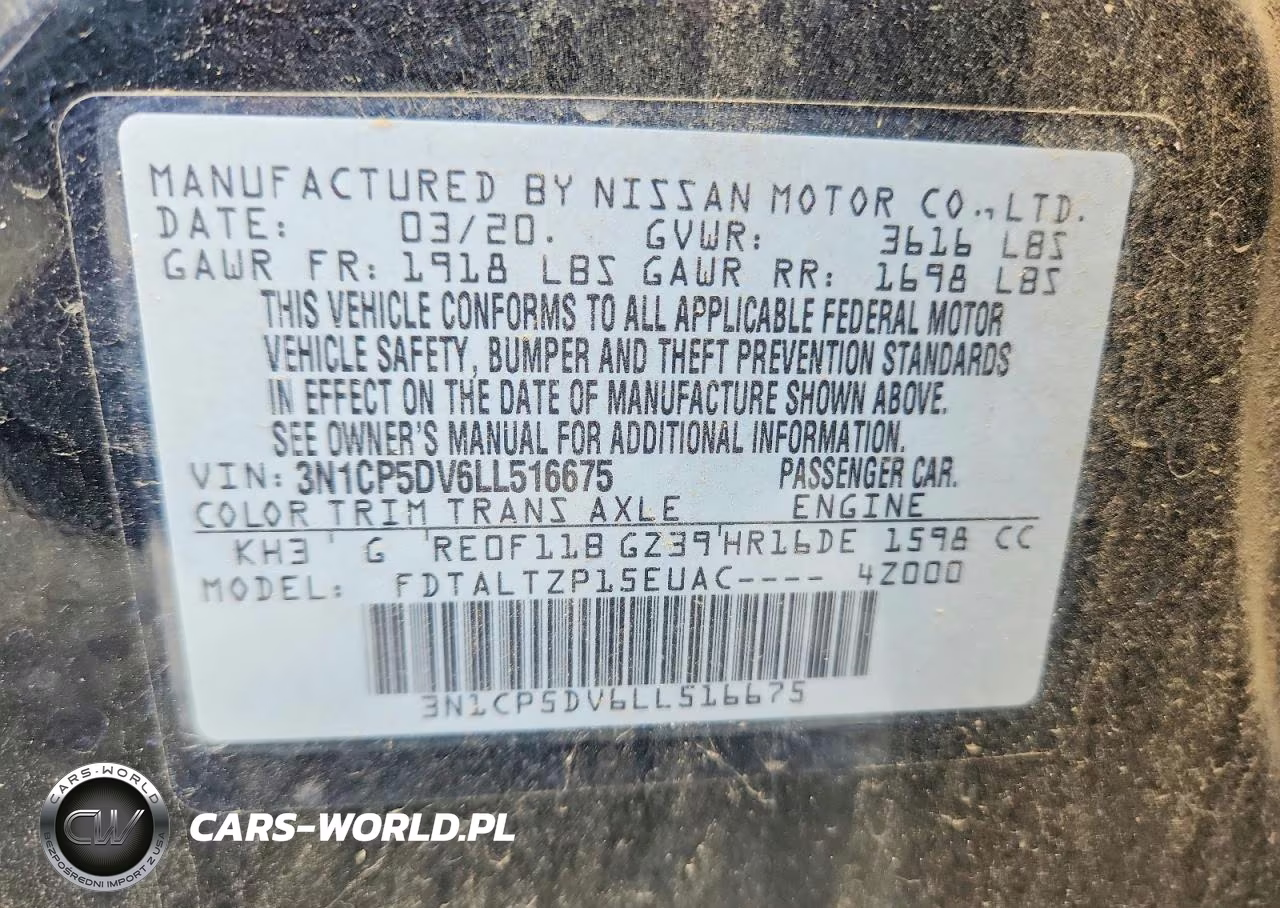 2020 Nissan Kicks Sr VIN:3N1CP5DV6LL516675 - 12