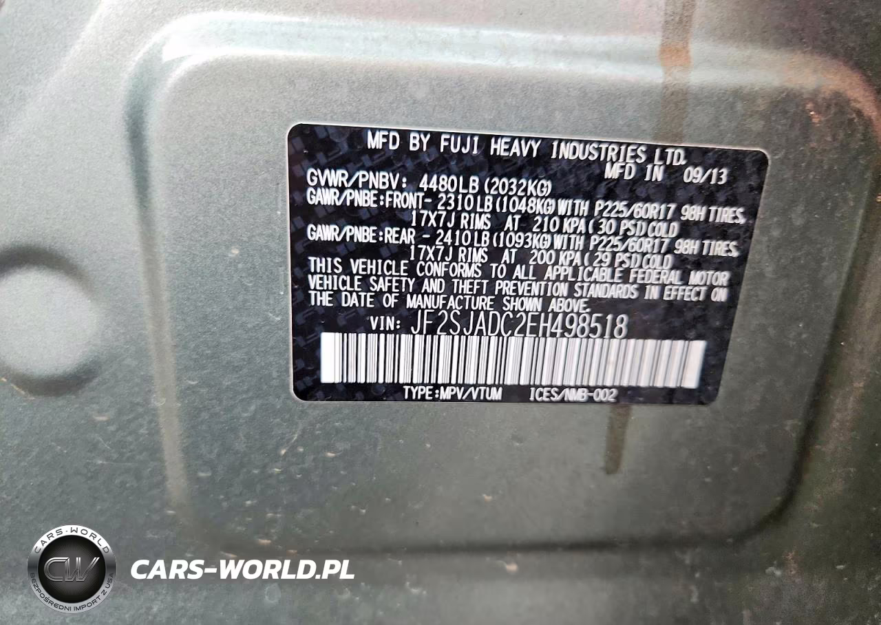 2014 Subaru Forester 2.5I Premium VIN:JF2SJADC2EH498518 - 13
