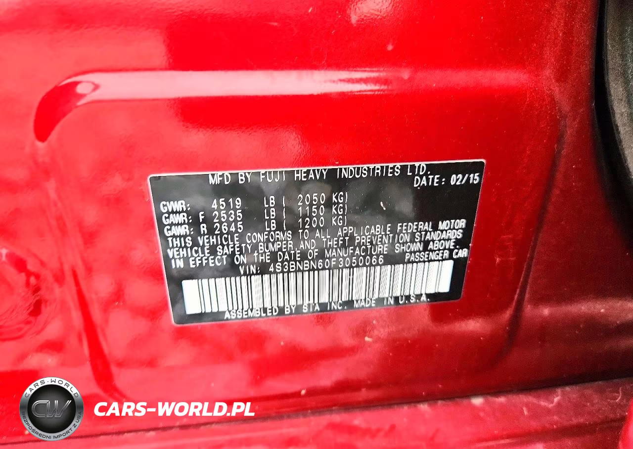 2015 Subaru Legacy 2.5I Limited VIN:4S3BNBN60F3050066 - 12