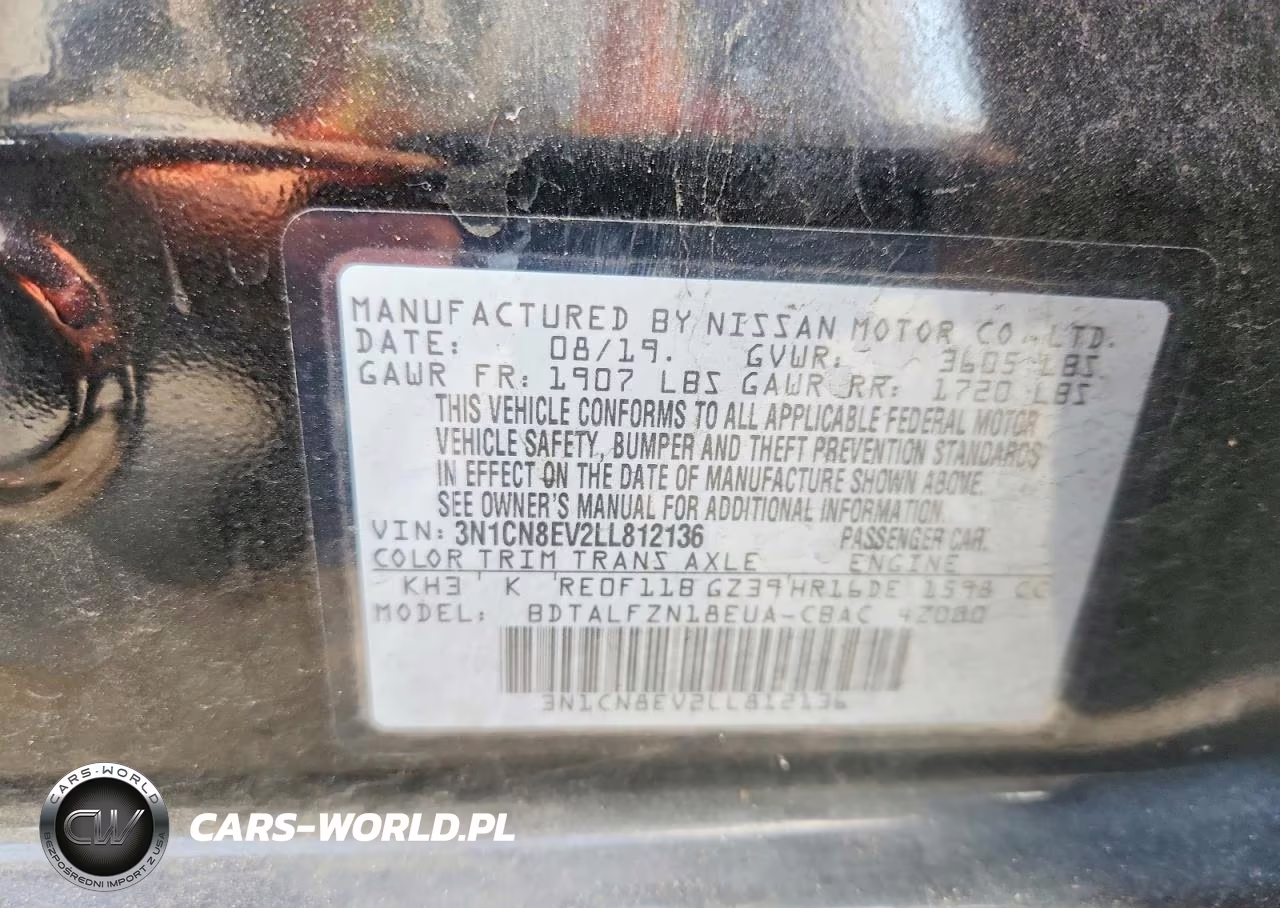 2020 Nissan Versa VIN:3N1CN8EV2LL812136 - 13