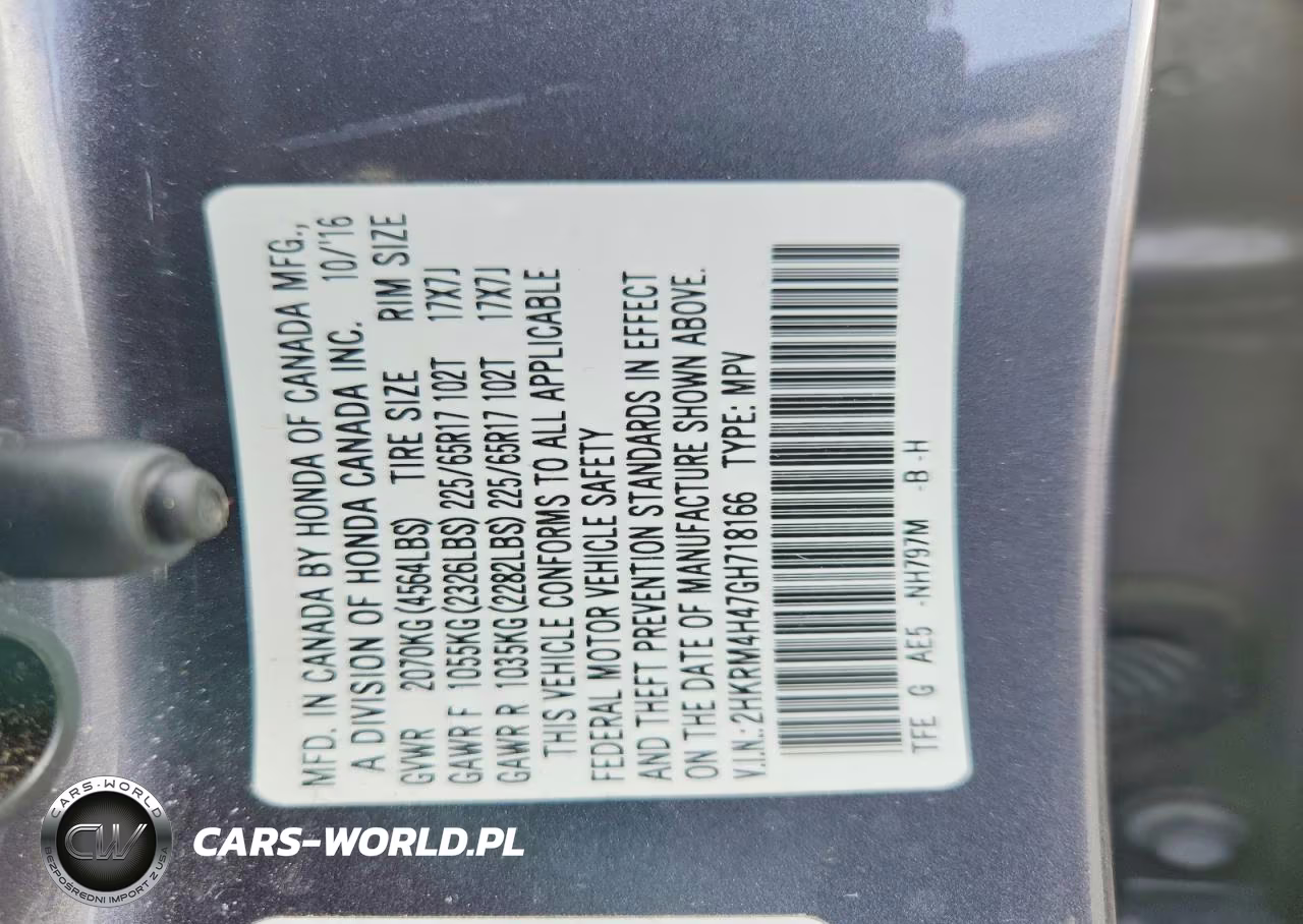2016 Honda Cr-V Se VIN:2HKRM4H47GH718166 - 13