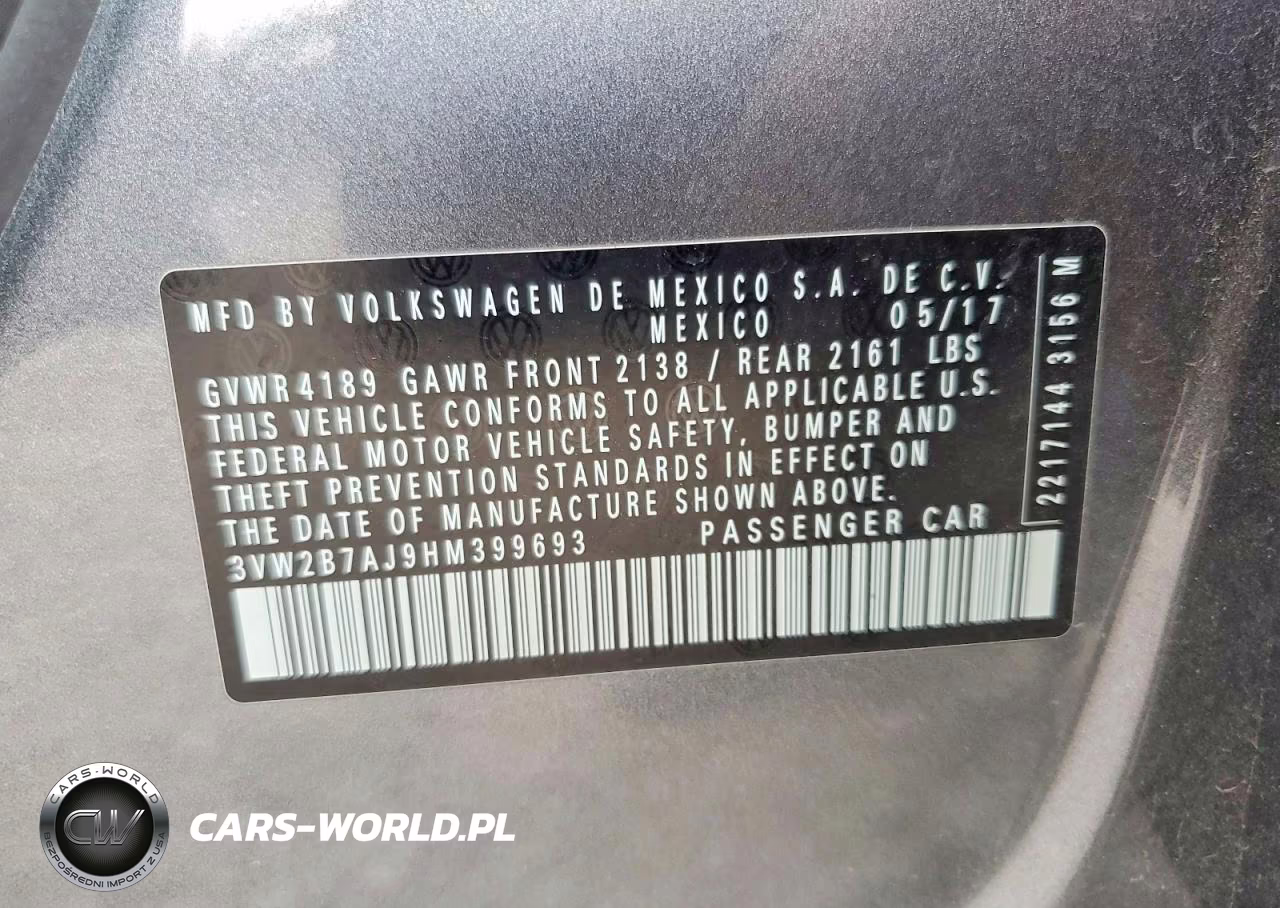 2017 Volkswagen Jetta S VIN:3VW2B7AJ9HM399693 - 12