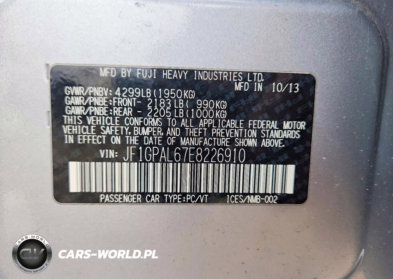 2014 Subaru Impreza Sport Premium VIN:JF1GPAL67E8226910 - 12