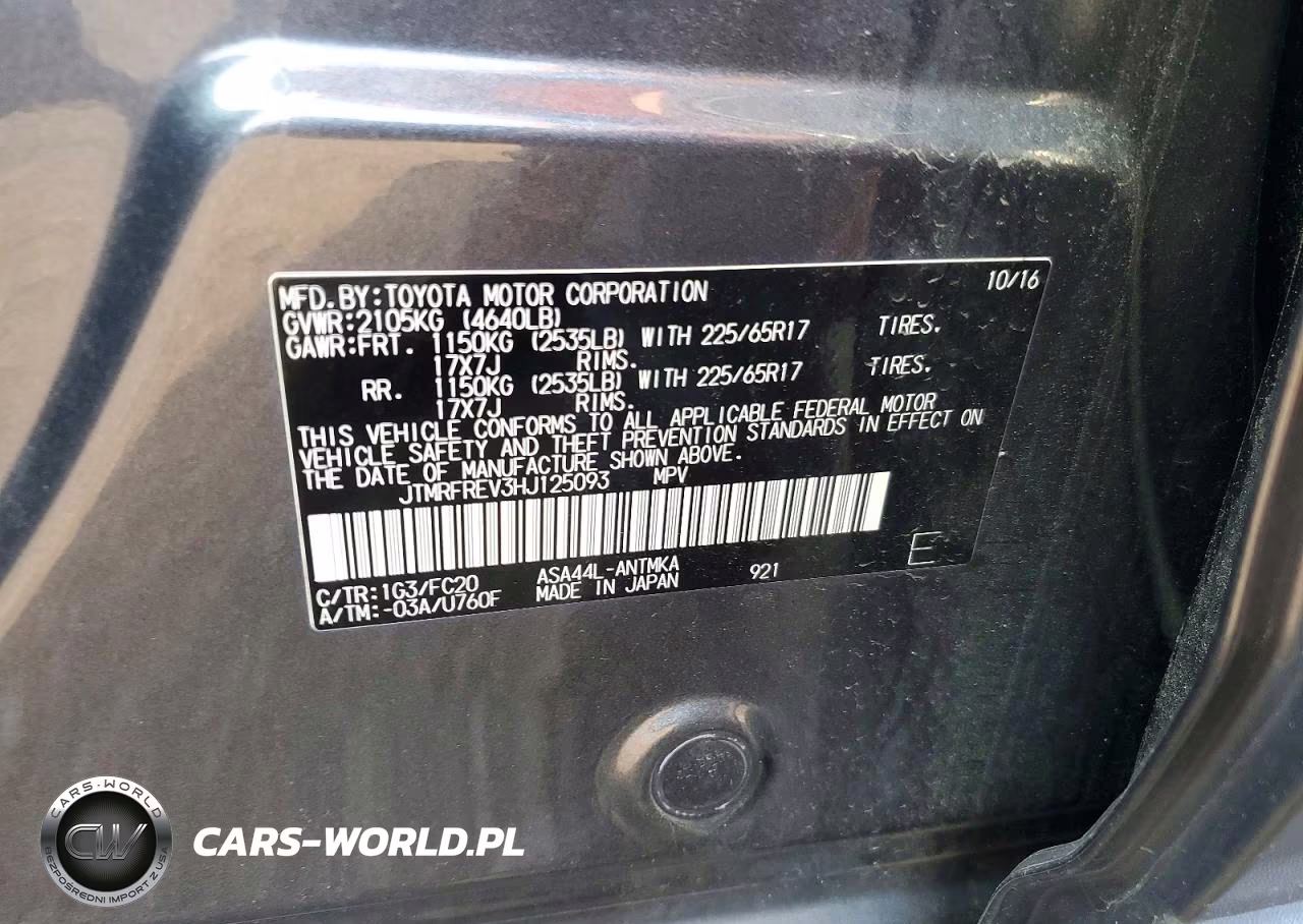 2017 Toyota Rav4 Xle VIN:JTMRFREV3HJ125093 - 12