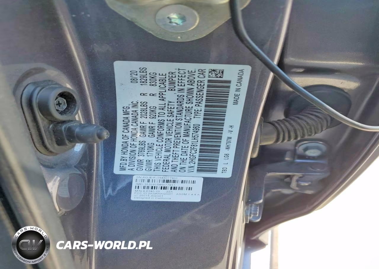 2020 Honda Civic Sport VIN:2HGFC2F81LH574960 - 12