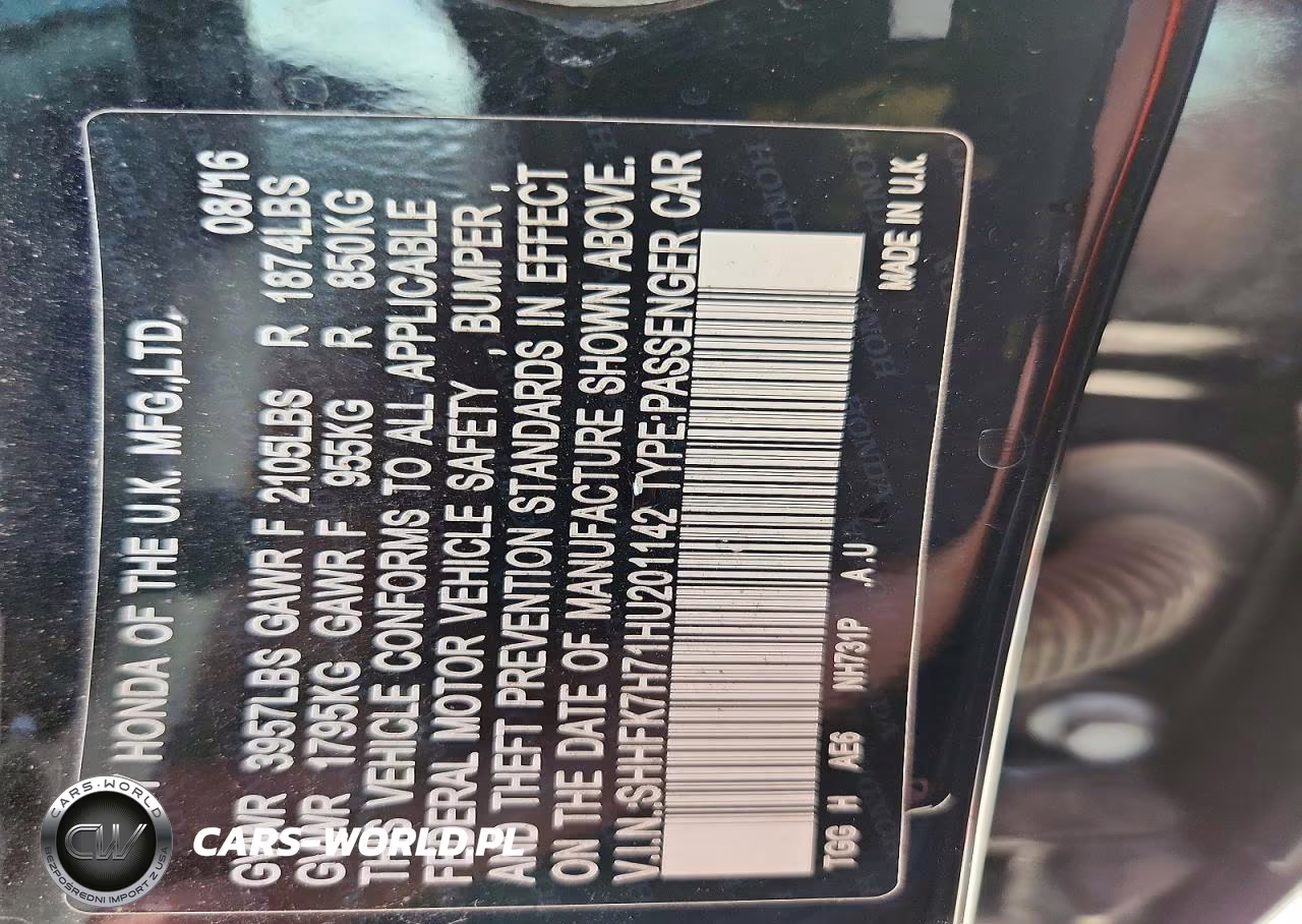 2017 Honda Civic Exl VIN:SHHFK7H71HU201142 - 12
