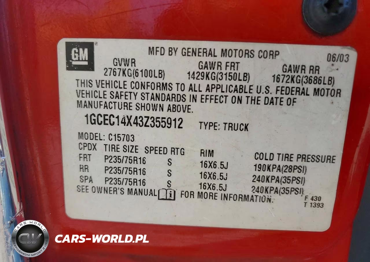 2003 Chevrolet Silverado C1500 VIN:1GCEC14X43Z355912 - 12