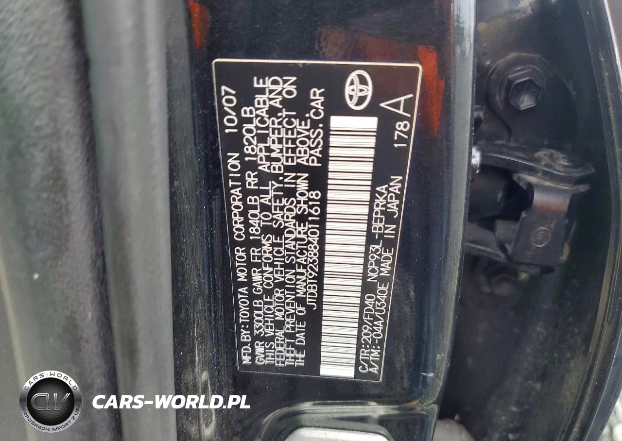 2008 Toyota Yaris Base VIN:JTDBT923884011618 - 12