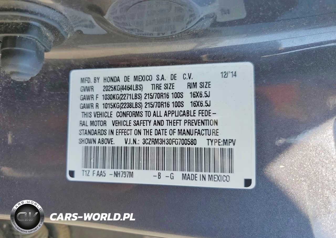2015 Honda Cr-V Lx VIN:3CZRM3H30FG700580 - 13