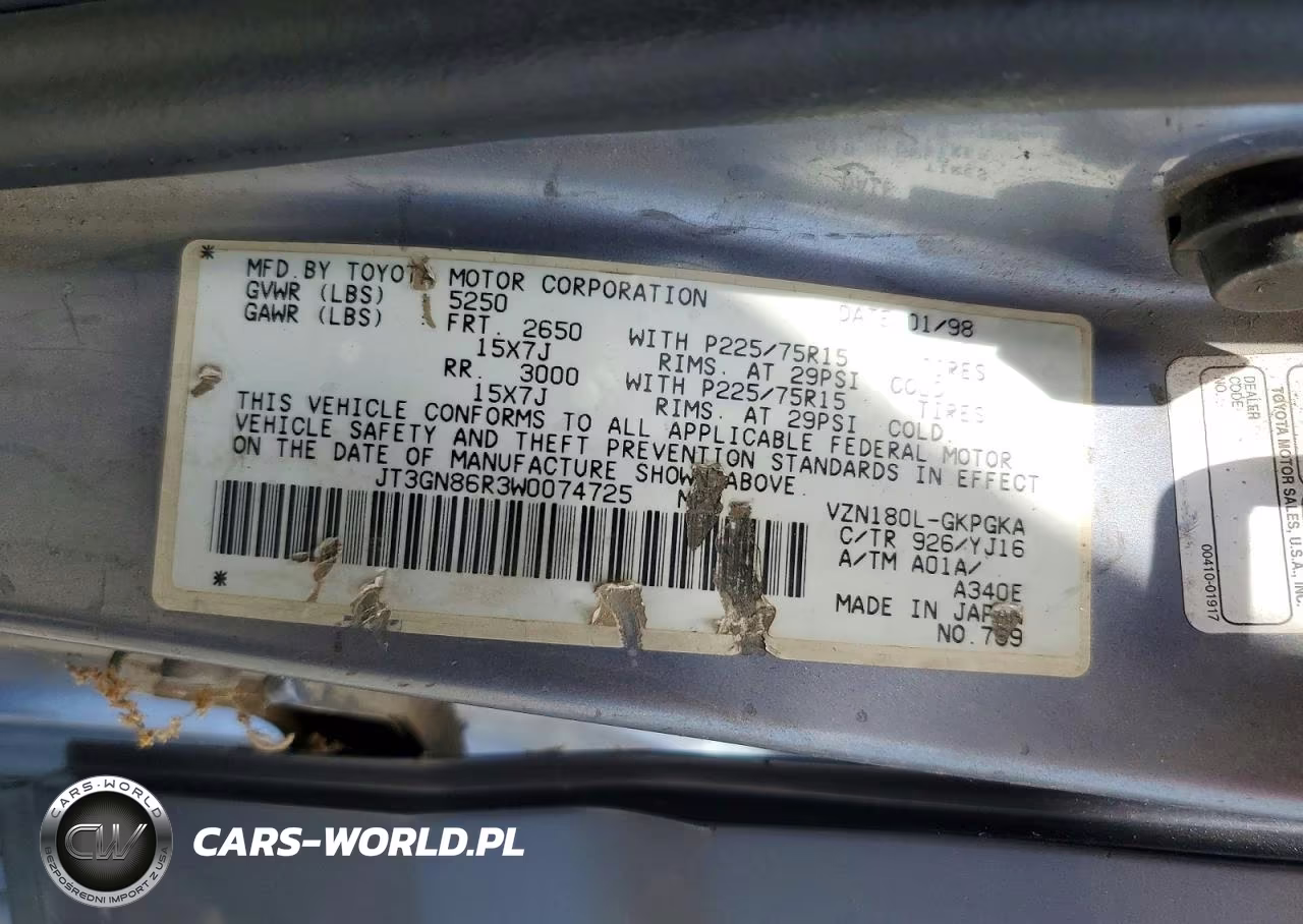 1998 Toyota 4Runner Sr5 VIN:JT3GN86R3W0074725 - 12