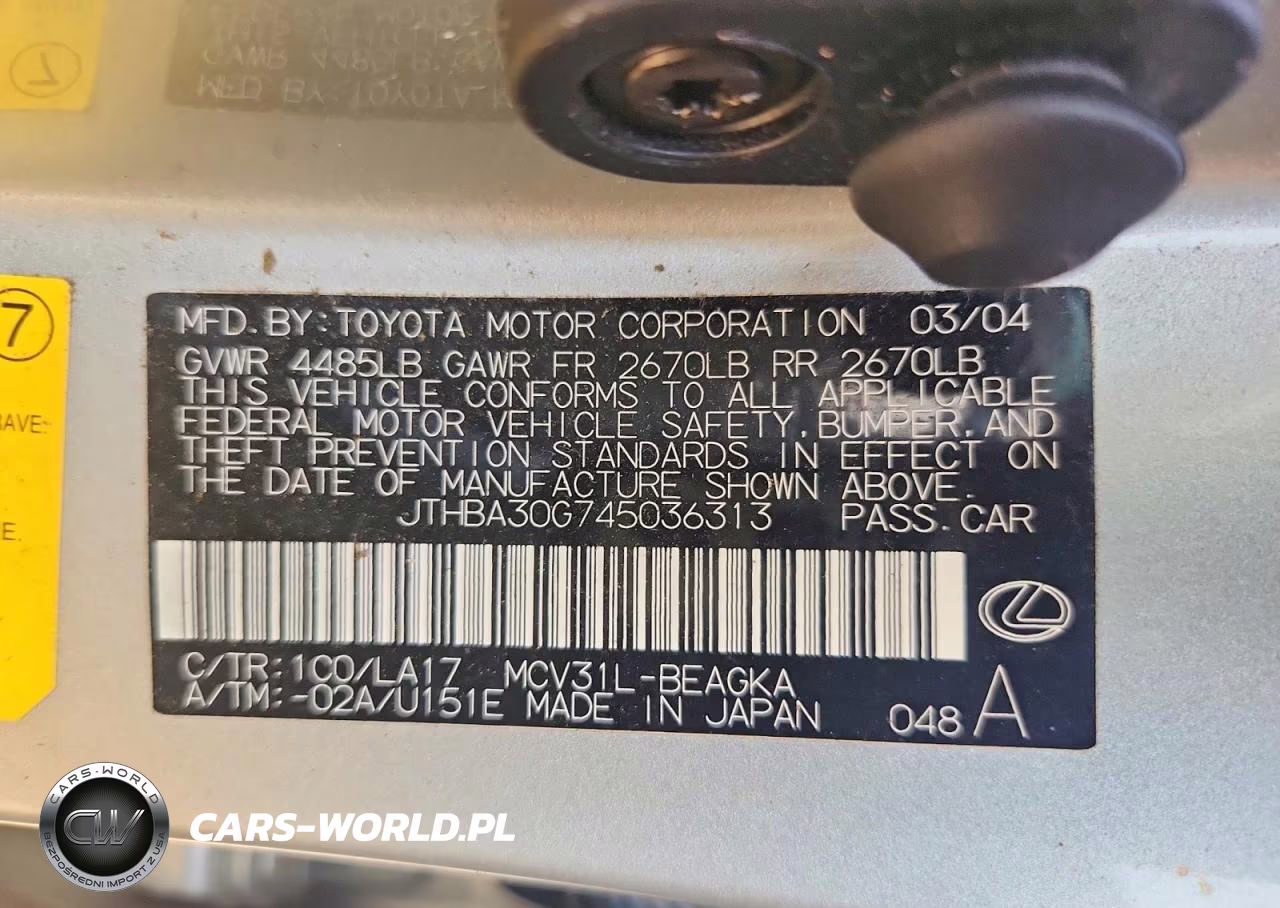 2004 Lexus Es 330 VIN:JTHBA30G745036313 - 12