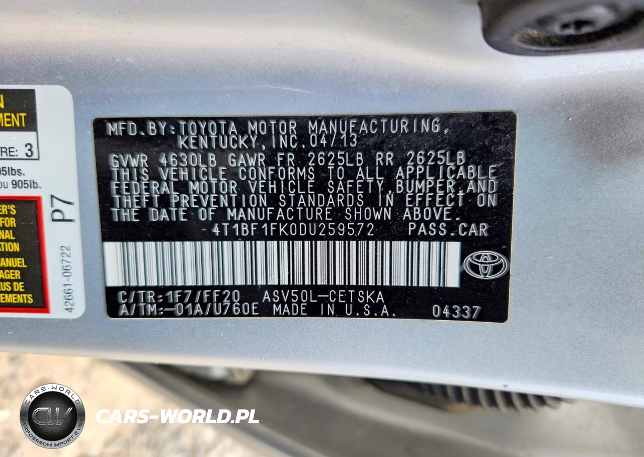 2013 Toyota Camry Se VIN:4T1BF1FK0DU259572 - 12