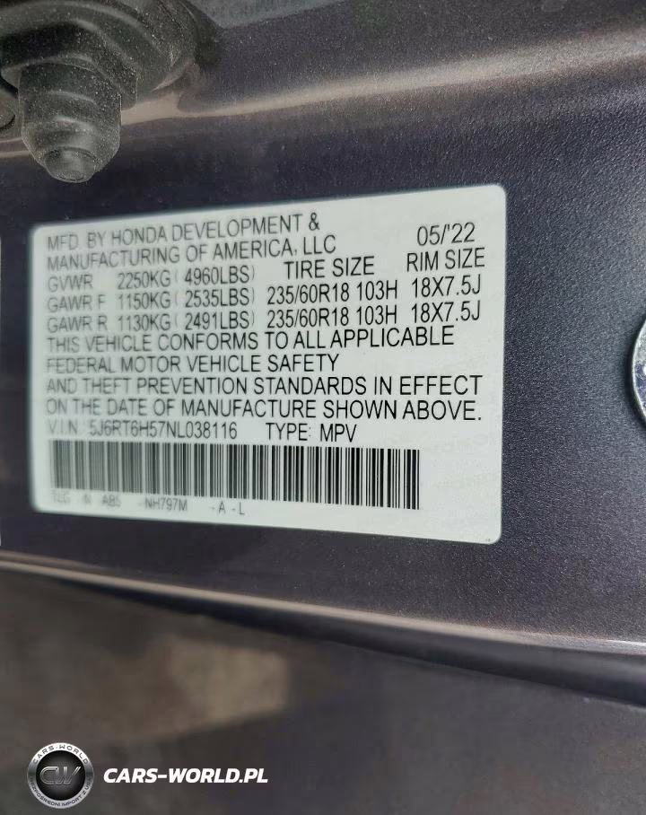 2022 Honda Cr-V Ex VIN:5J6RT6H57NL038116 - 12