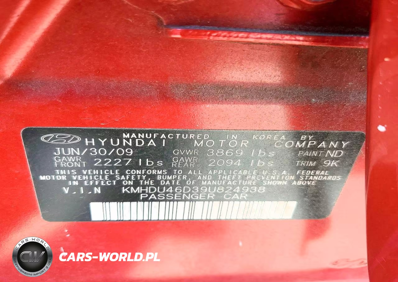 2009 Hyundai Elantra Gls VIN:KMHDU46D39U824938 - 12