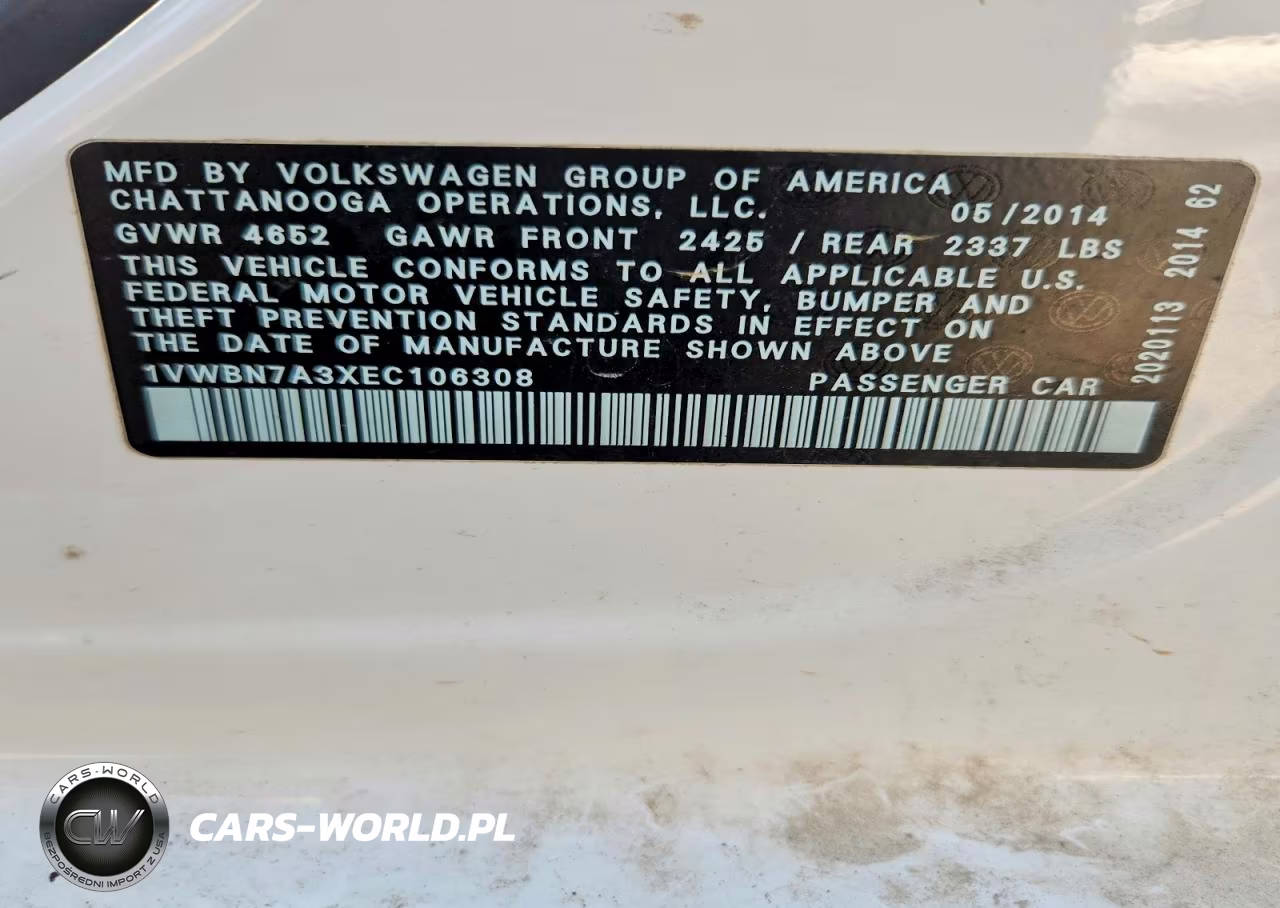 2014 Volkswagen Passat Se VIN:1VWBN7A3XEC106308 - 12