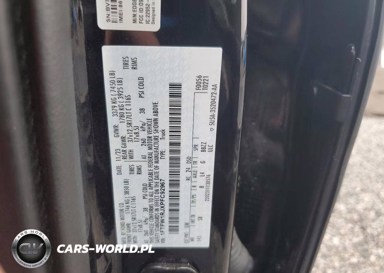 2023 Ford F150 Raptor VIN:1FTFW1RJXPFC92967 - 12