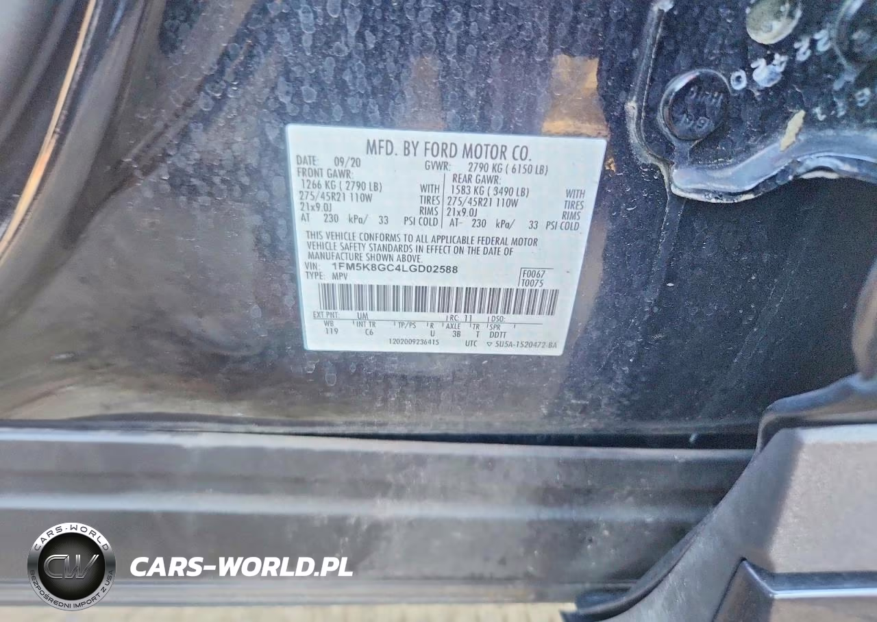 2020 Ford Explorer St VIN:1FM5K8GC4LGD02588 - 13