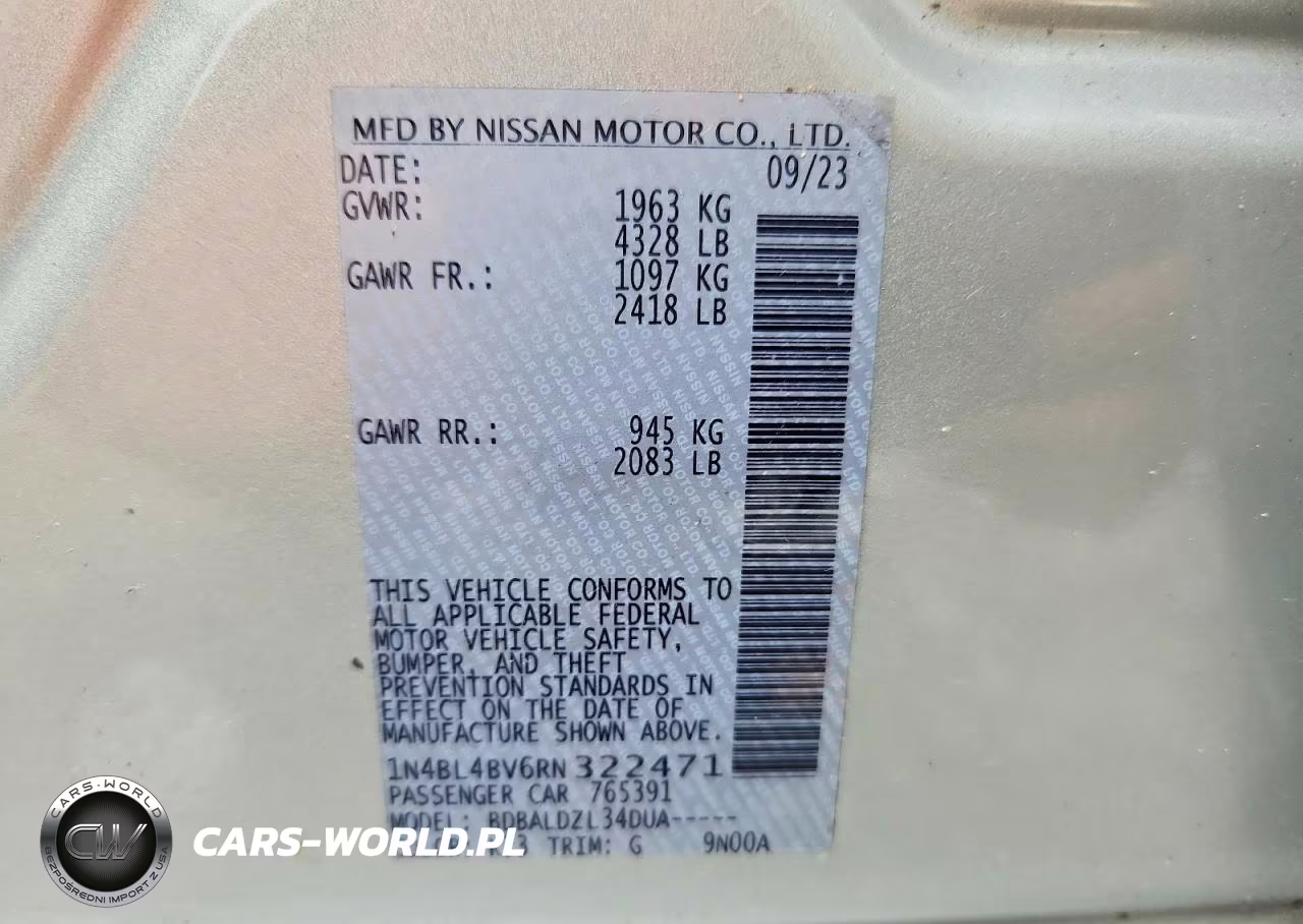 2024 Nissan Altima S VIN:1N4BL4BV6RN322471 - 12