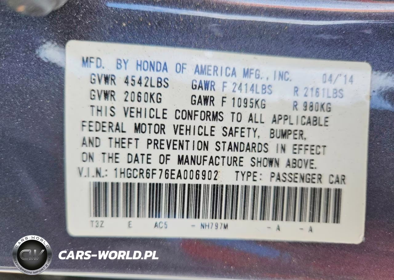 2014 Honda Accord Touring Hybrid VIN:1HGCR6F76EA006902 - 12