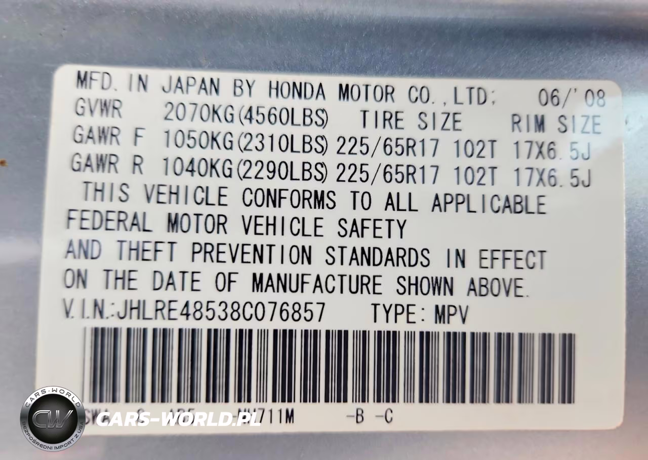 2008 Honda Cr-V Ex VIN:JHLRE48538C076857 - 14