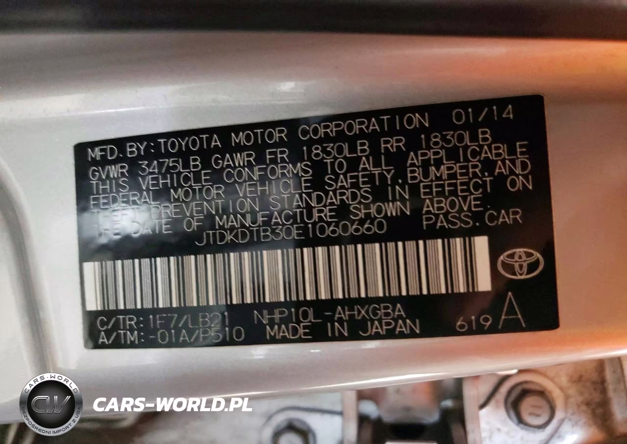 2014 Toyota Prius C Four VIN:JTDKDTB30E1060660 - 12