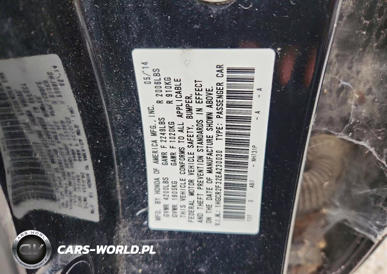 2014 Honda Accord Lx VIN:1HGCR2F32EA230030 - 12