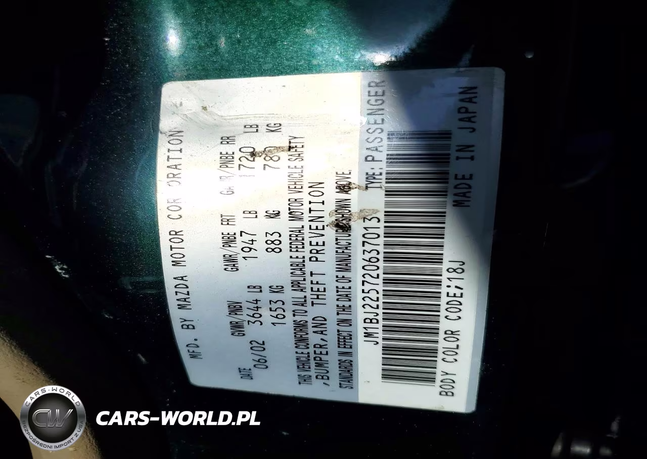 2002 Mazda Protege Dx VIN:JM1BJ225720637013 - 12