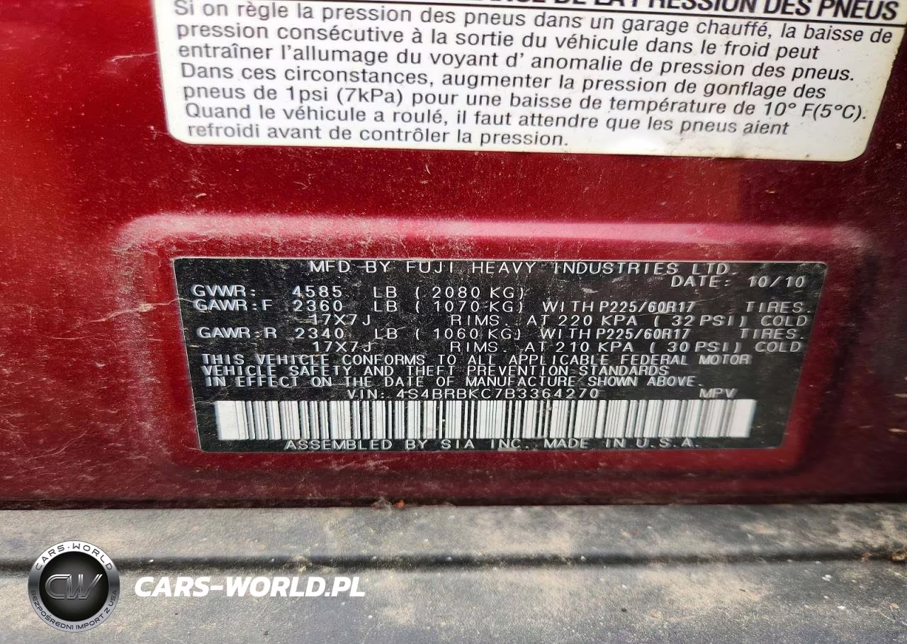 2011 Subaru Outback 2.5I Limited VIN:4S4BRBKC7B3364270 - 13