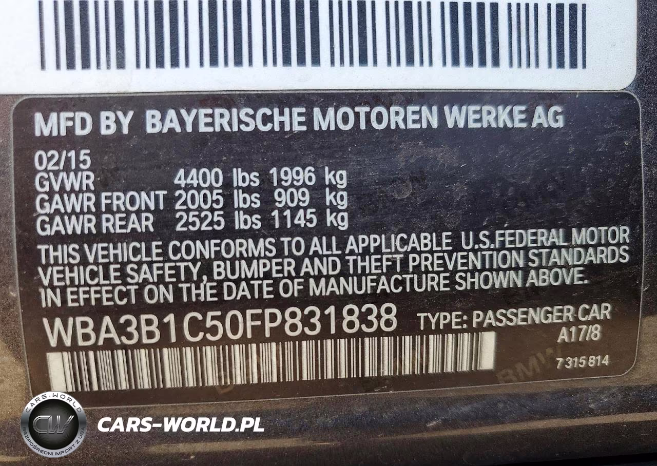 2015 BMW 320 I VIN:WBA3B1C50FP831838 - 12